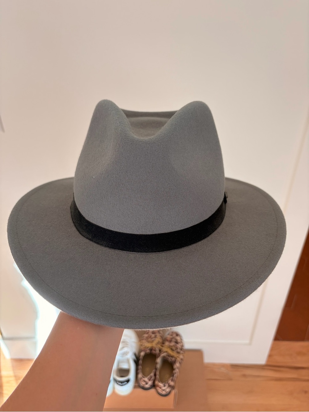 Brixton Gray Felt Hat with Black Ribbon
